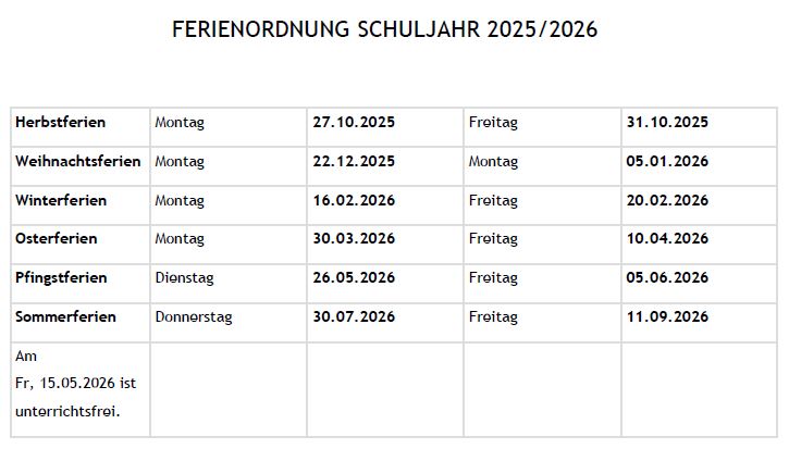 2025 26 Ferienordnung